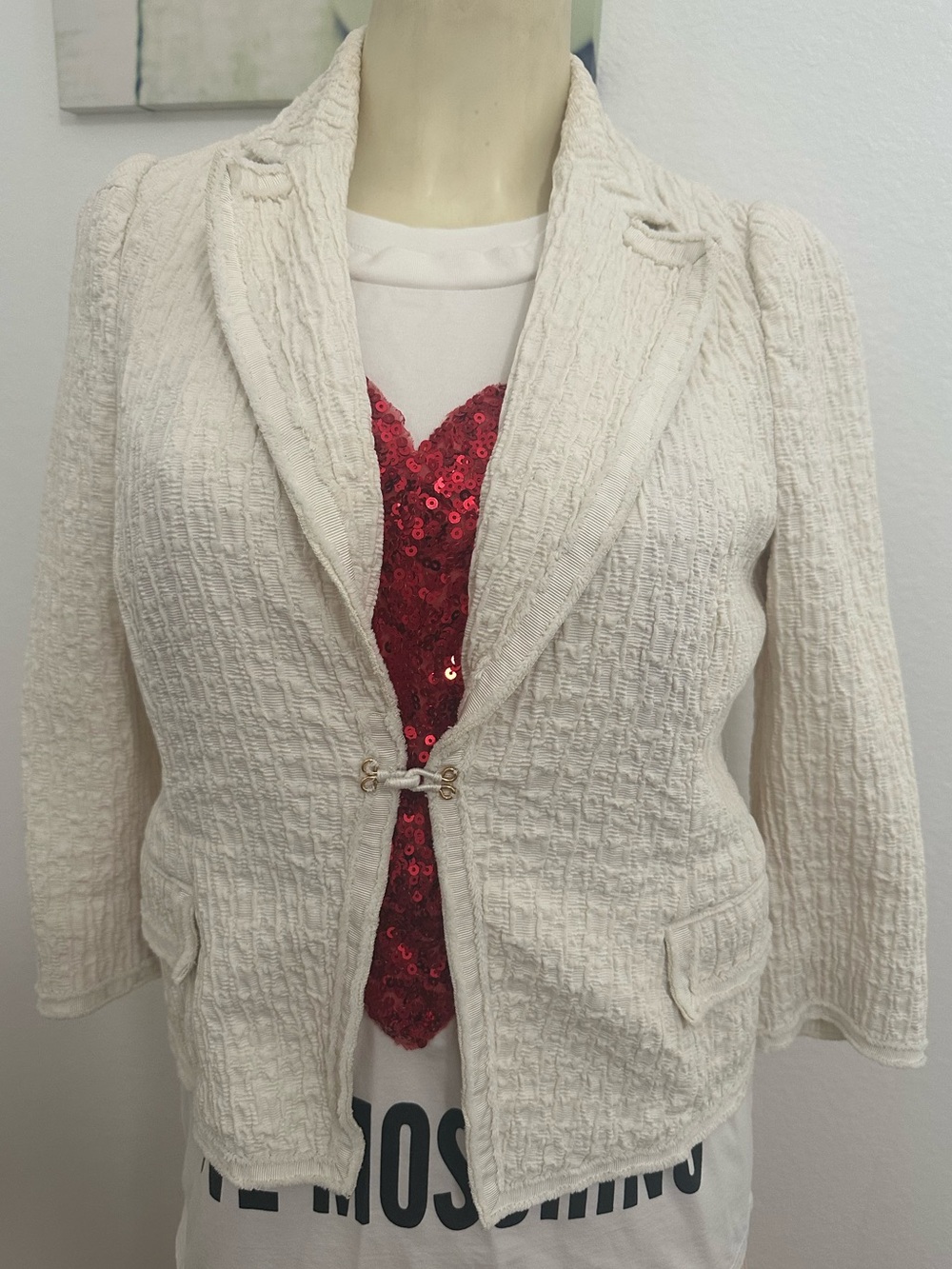 MOSCHINO CHEAPANDCHIC Cream Textured Women's Blazer